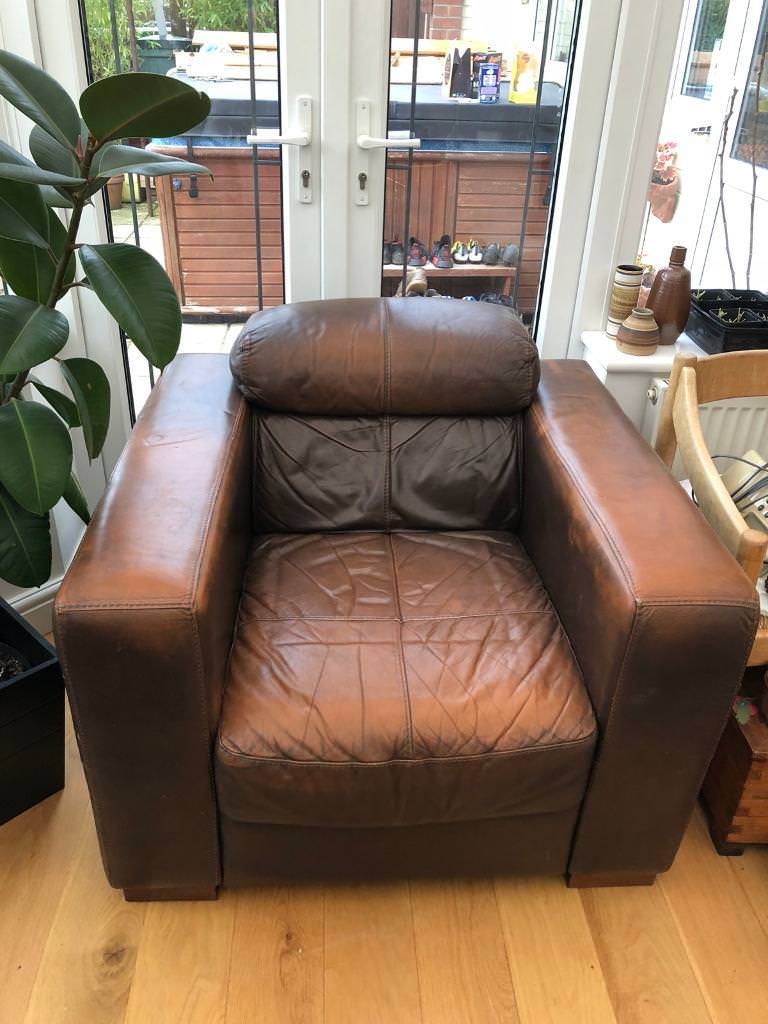 Single brown leather armchair in Beeston, Nottinghamshire Gumtree