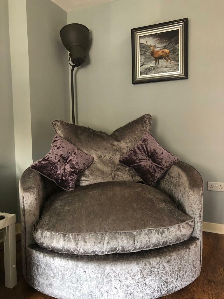 Crushed velvet swivel Grey chair in Cambuslang, Glasgow Gumtree