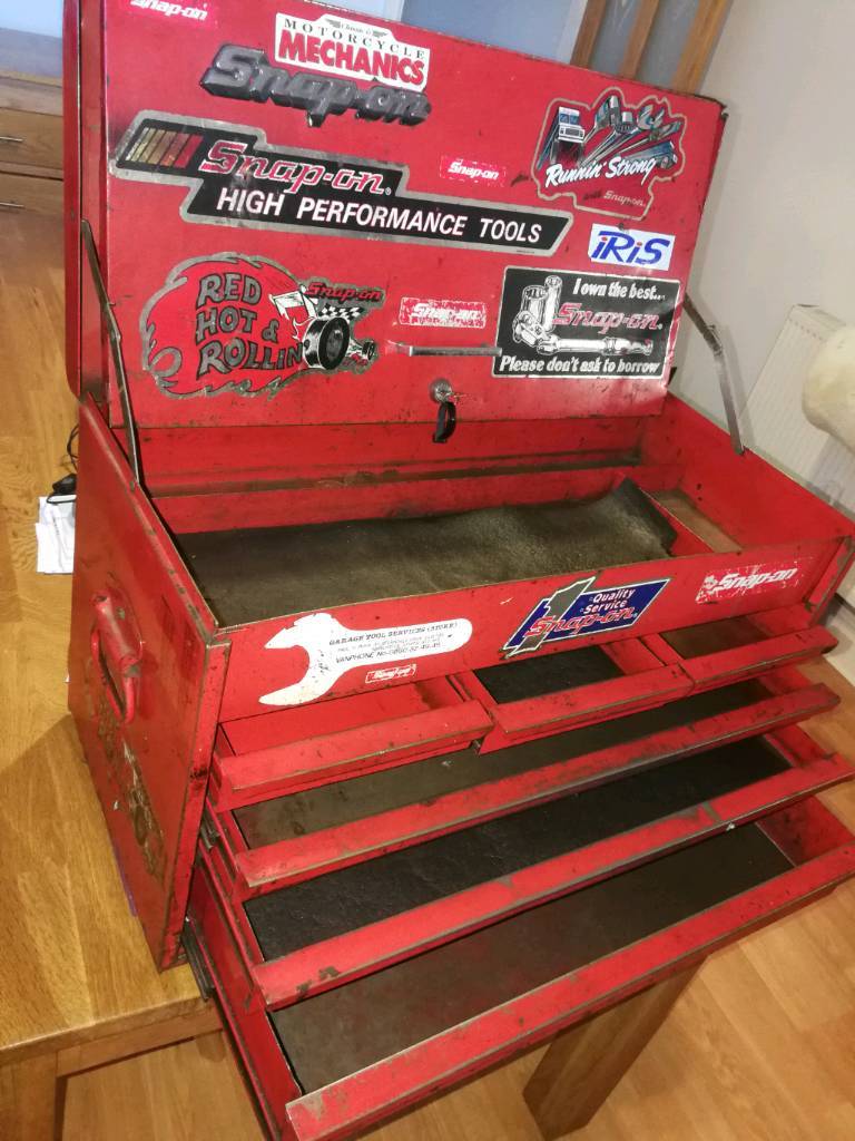 Vintage SnapOn Tool Box and Crawler Chair in Long Eaton