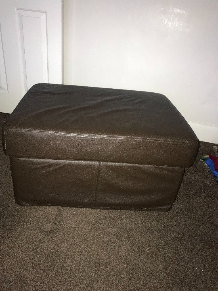Ikea large Brown leather footstool with storage in Hove, East Sussex
