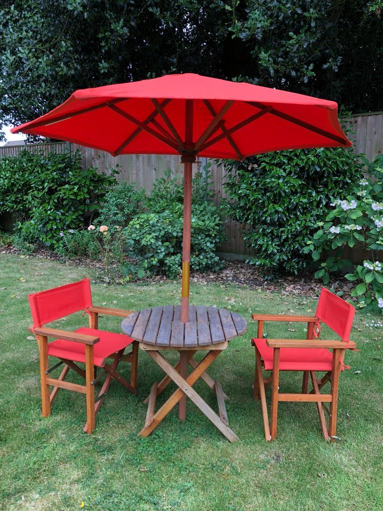 Children’s ELC Wooden Garden Chairs, Table & Parasol in Frimley