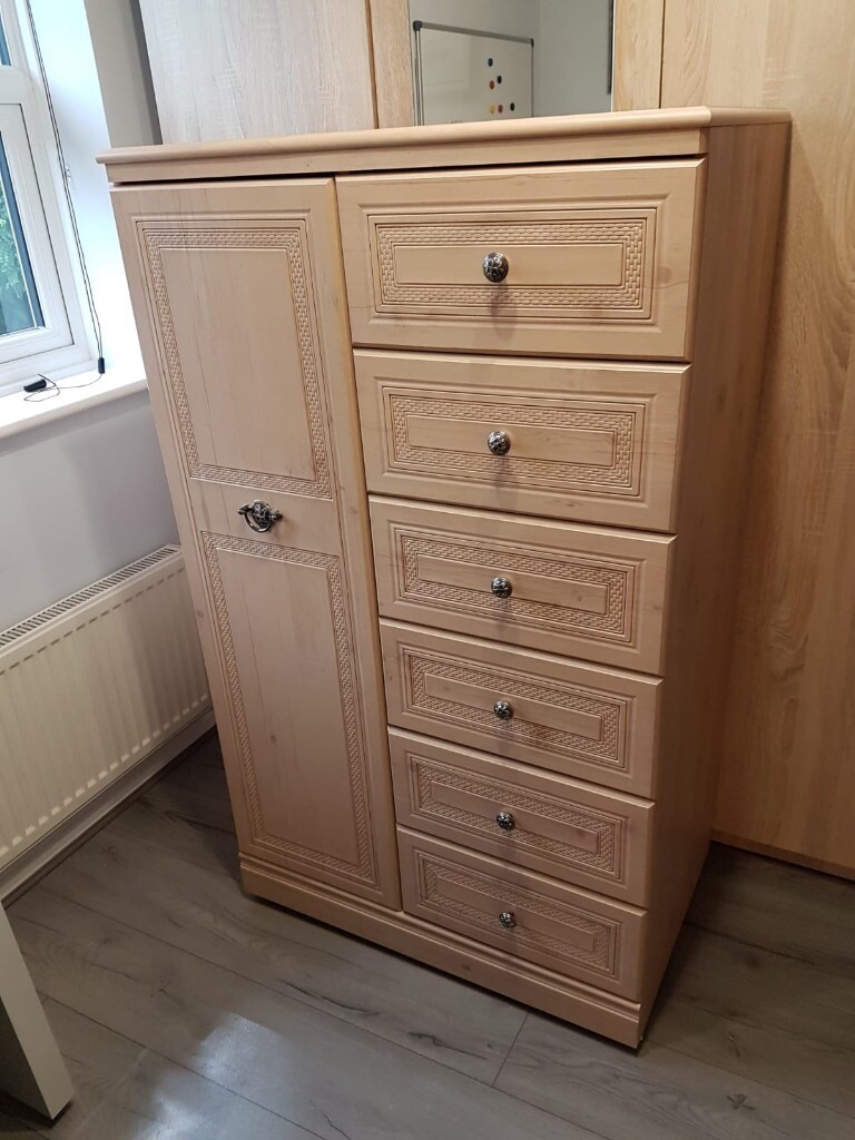 Alstons beech effect short wardrobe with 6 drawers in Lincoln