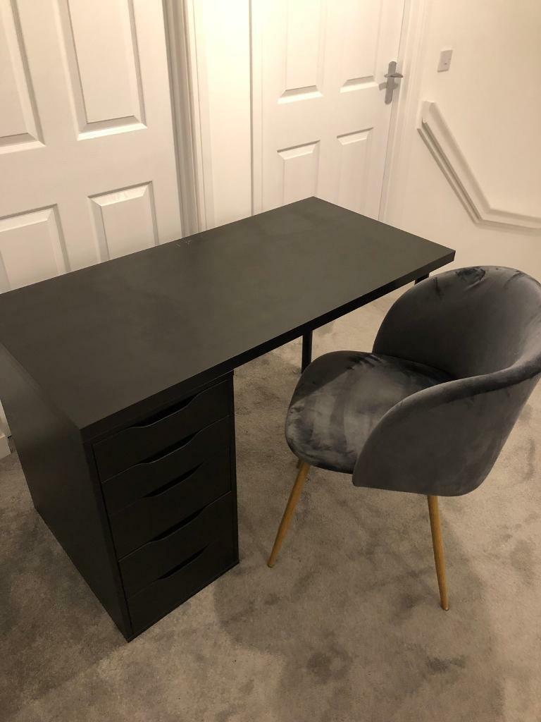 Black Wood Ikea Computer Desk 120x60cm with drawers in Glasgow Gumtree