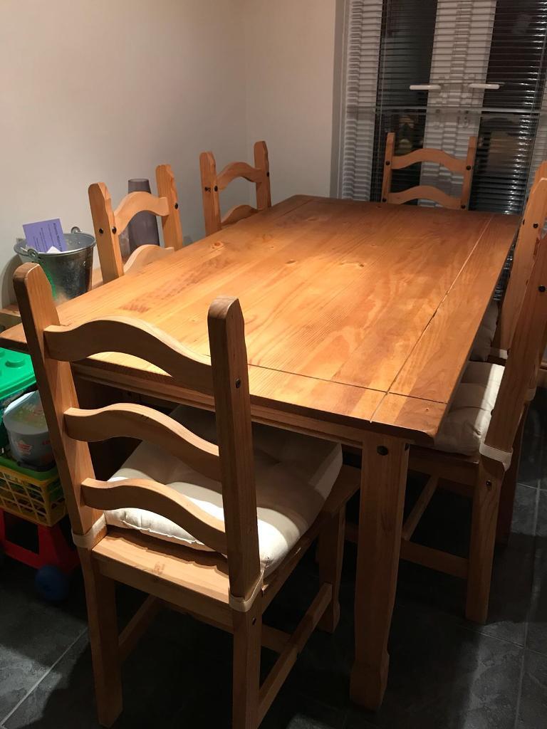 Mexican pine dining table and 6 chairs in Arnold, Nottinghamshire