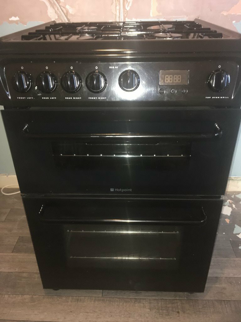 Gas Cooker Hotpoint HAG60K Double Oven 60cm Black includes fitting in Topsham, Devon