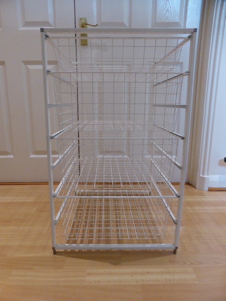 Elfa White 7 Runner Wire Basket Drawer System In Bradley Stoke