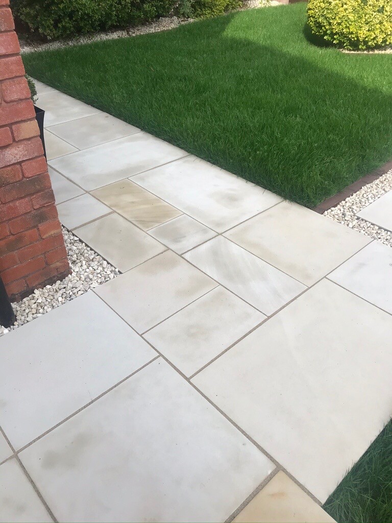 Indian sandstone patio slabs (Mint/White) in Winterbourne, Bristol