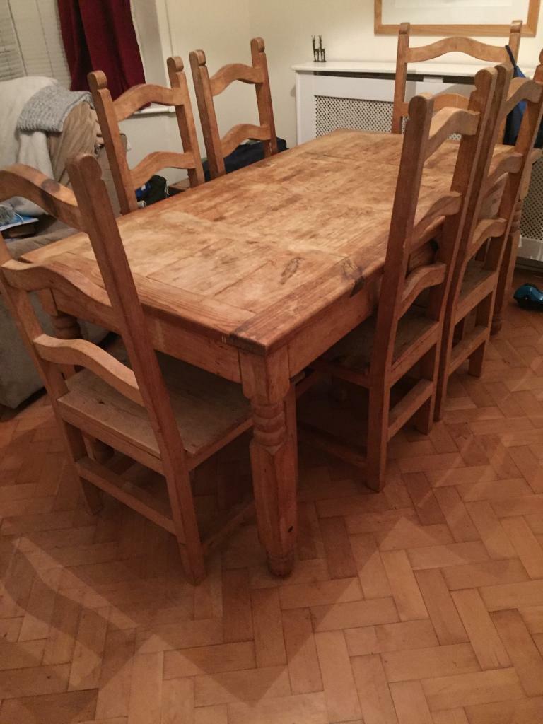 Mexican pine dining table and chairs in Porthcawl, Bridgend Gumtree