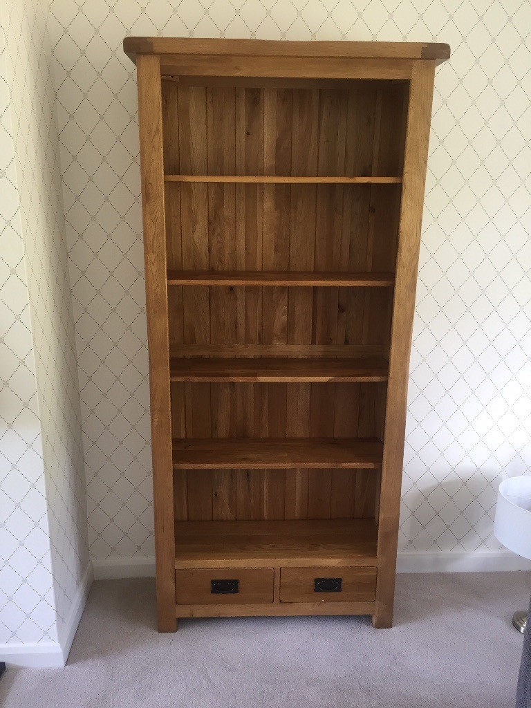 Oak Furniture Land Solid Rustic Oak Tall Bookcase Immaculate