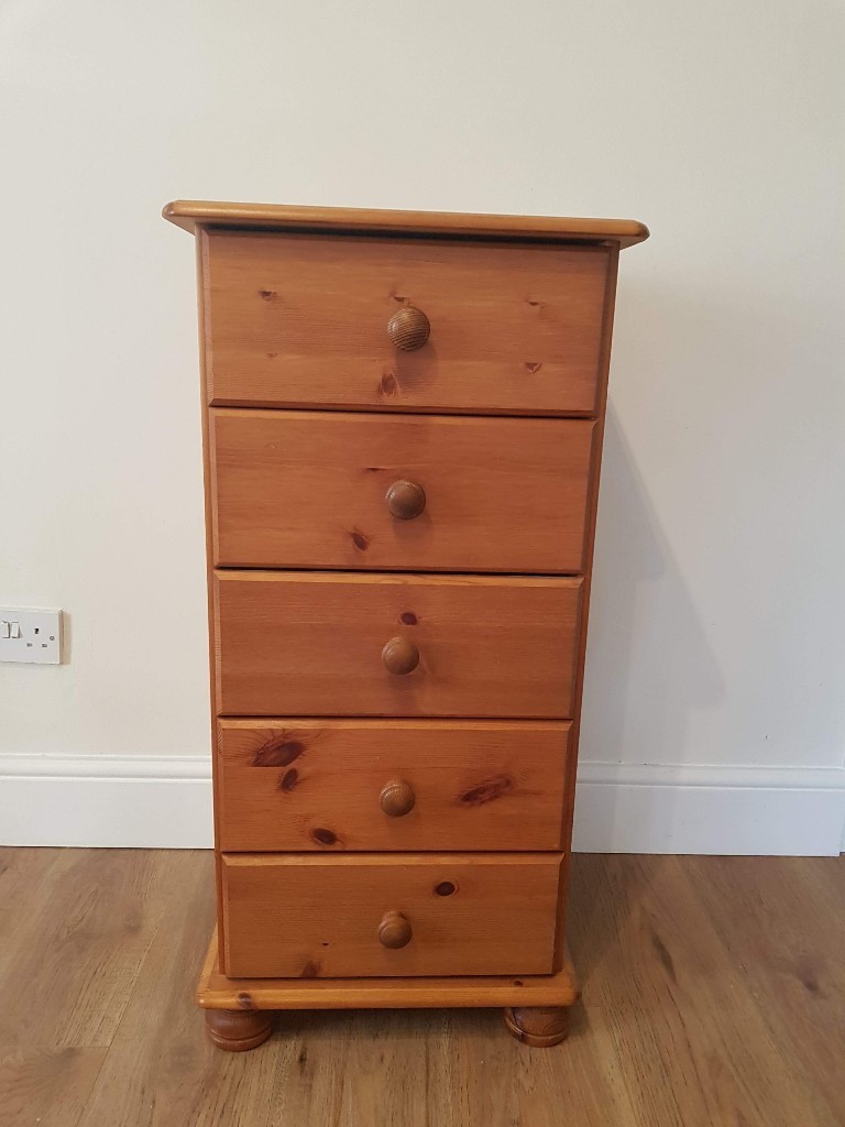 Slim 5 Drawer Solid Pine Chest of Drawers in Southampton, Hampshire