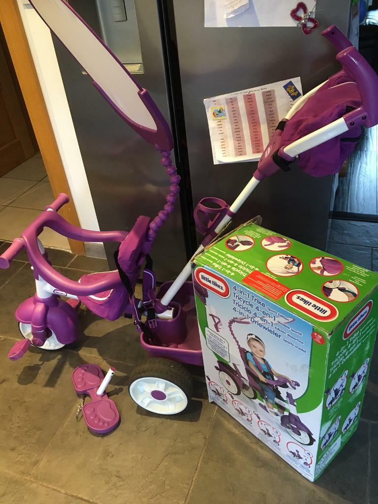 Baby 4in1 Tricycle Little Tikes Purple Push Chair Pram bike Stroller in box perfect conditions