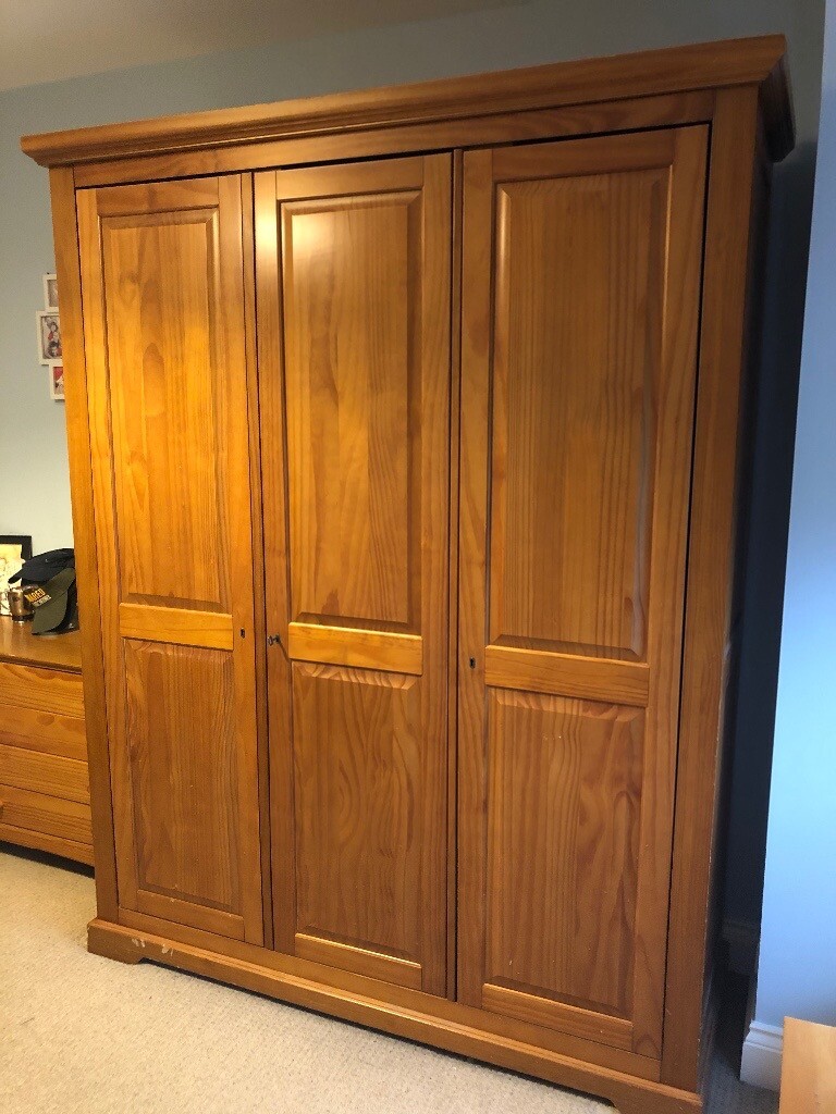 M S Solid Pine Bedroom Furniture Triple Wardrobe