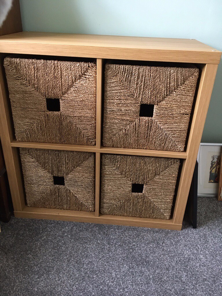Ikea Square Box Storage Unit With Wicker Baskets In Newport