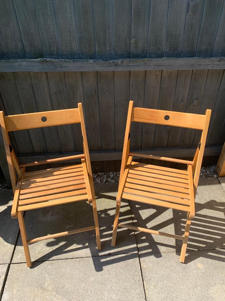 Ikea folding wooden chairs x 2. £15.00 for the pair. in Clayton Le