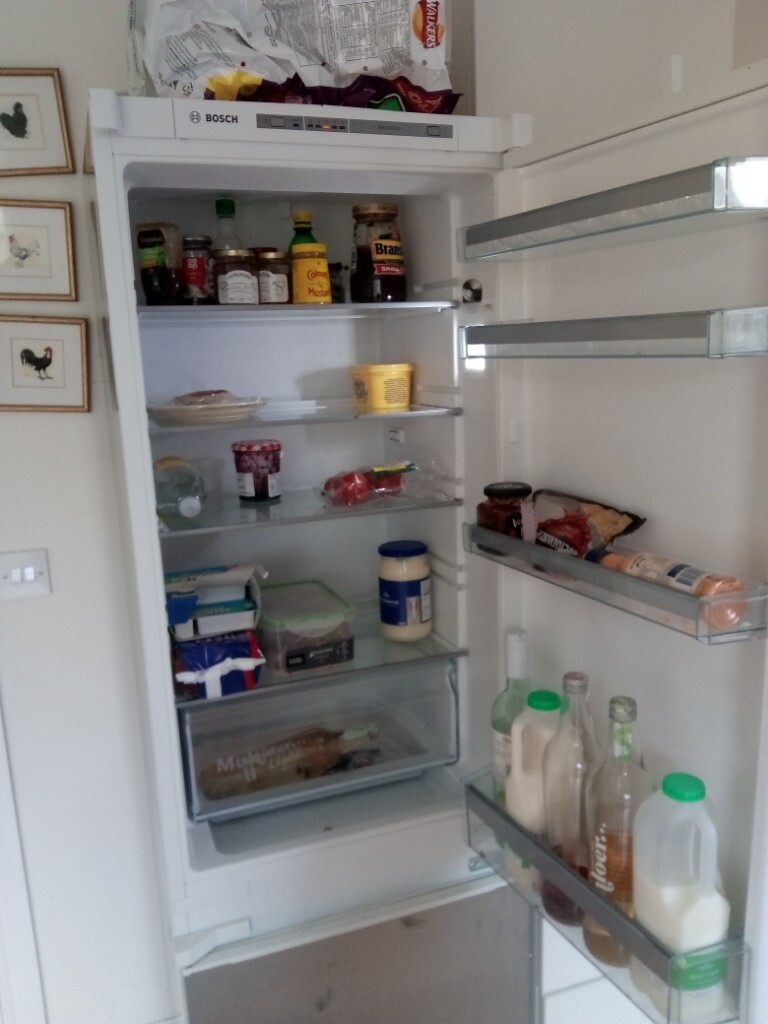 Fridge freezer, metallic, second hand but works well in Inverurie