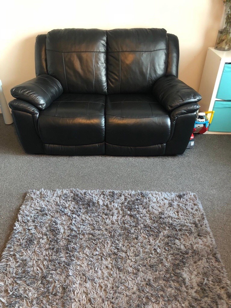 3 piece black leather suite in Stirling Gumtree
