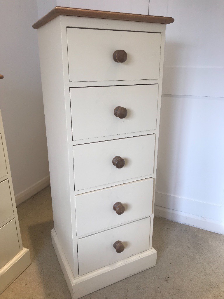 Solid Pine Tallboy Narrow Chest Of Drawer Cream Shabby Chic in Reigate, Surrey Gumtree