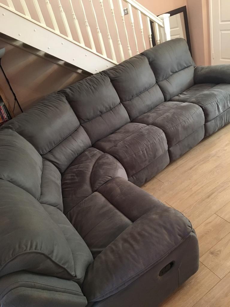 Harvey’s grey suede recliner sofa in Washington, Tyne