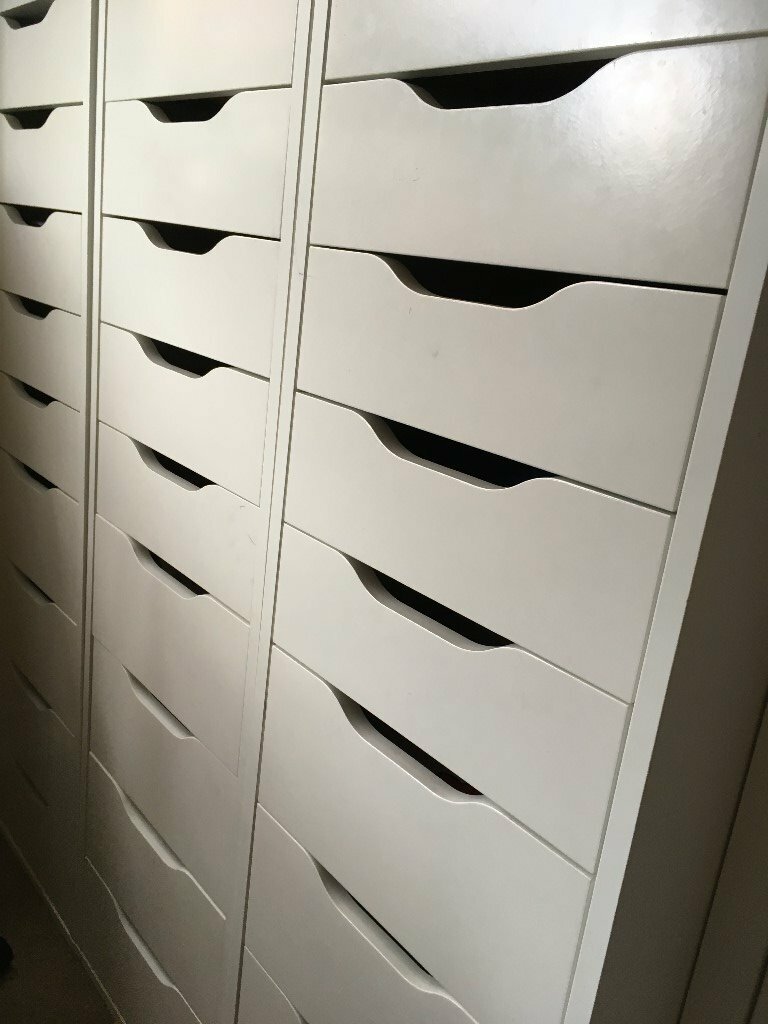 Ikea ALEX Drawer unit with 9 drawers, white, 36x116 cm used but in good