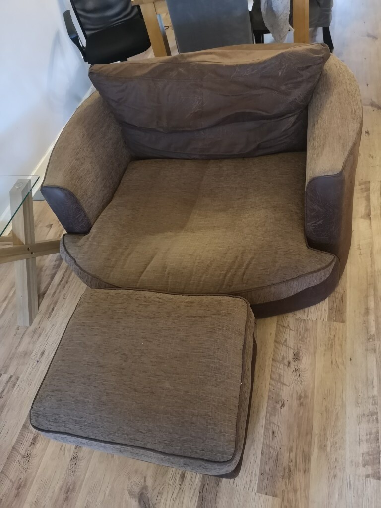 Swivel Furniture Village Cuddle Chair with Footstool in Westhoughton