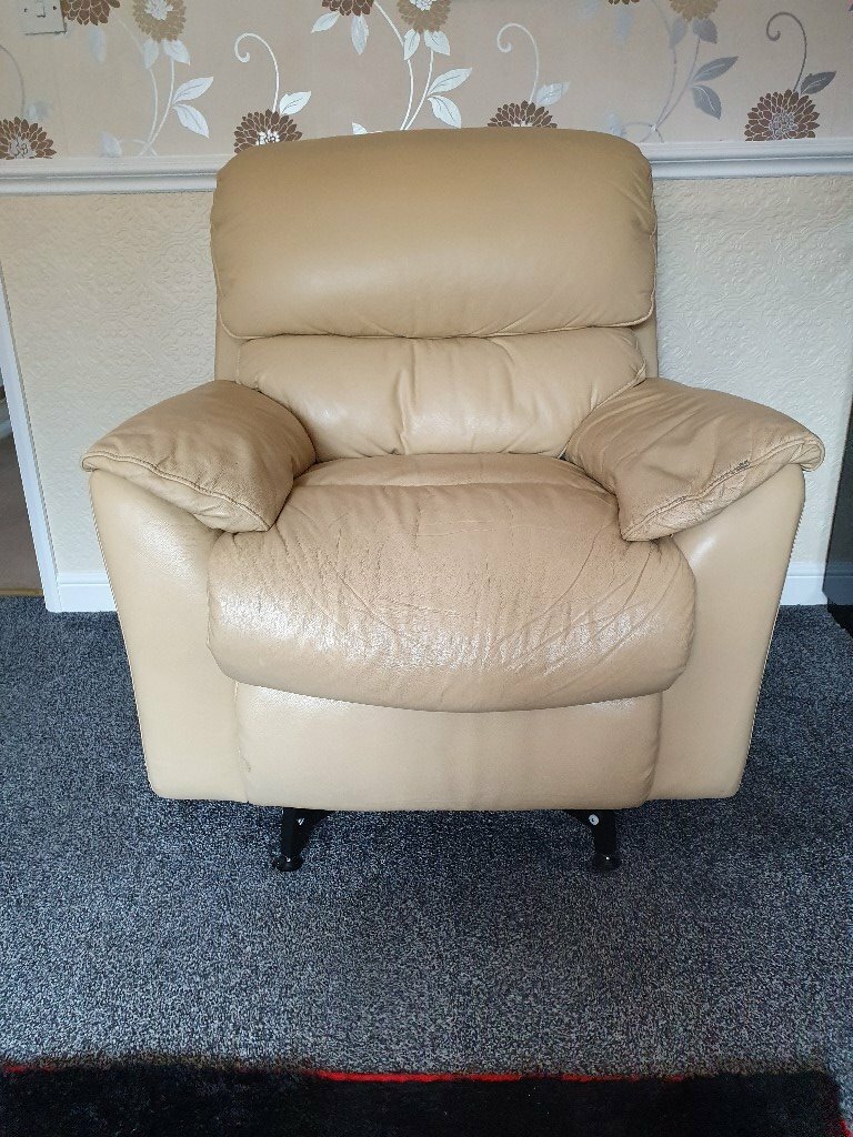 cream leather recliner sofa and chair in Barwell, Leicestershire