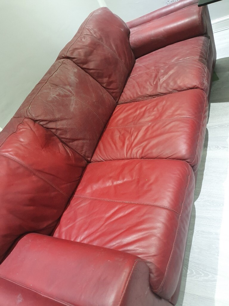 Red Leather Sofa In Eccles Manchester Gumtree