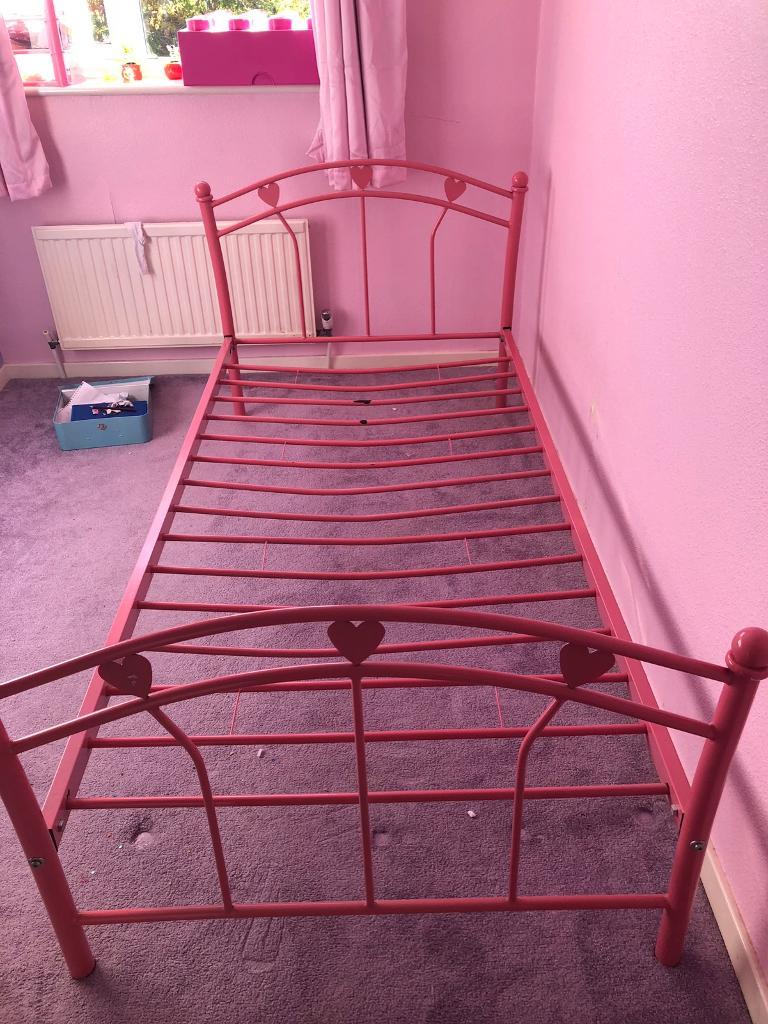 Pink metal single bed frame in York, North Yorkshire Gumtree