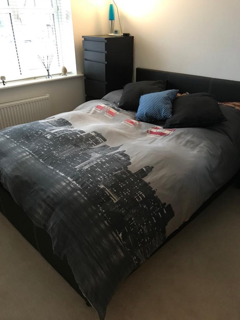 Habitat Faux Black Leather King Size Bed with Quality