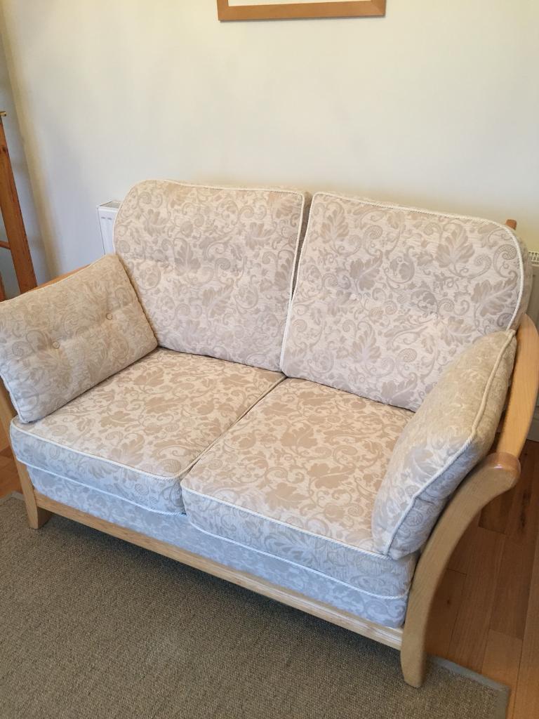 Cream 2 two seater sofas with wooden frame 2 available Toothill