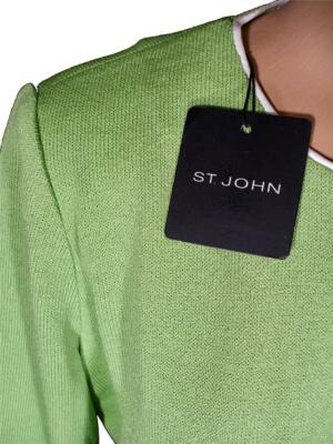 Pre-owned St John St. John Knits Lime White Santana Knit Topper Jacket Blazer Sz 10 $1045