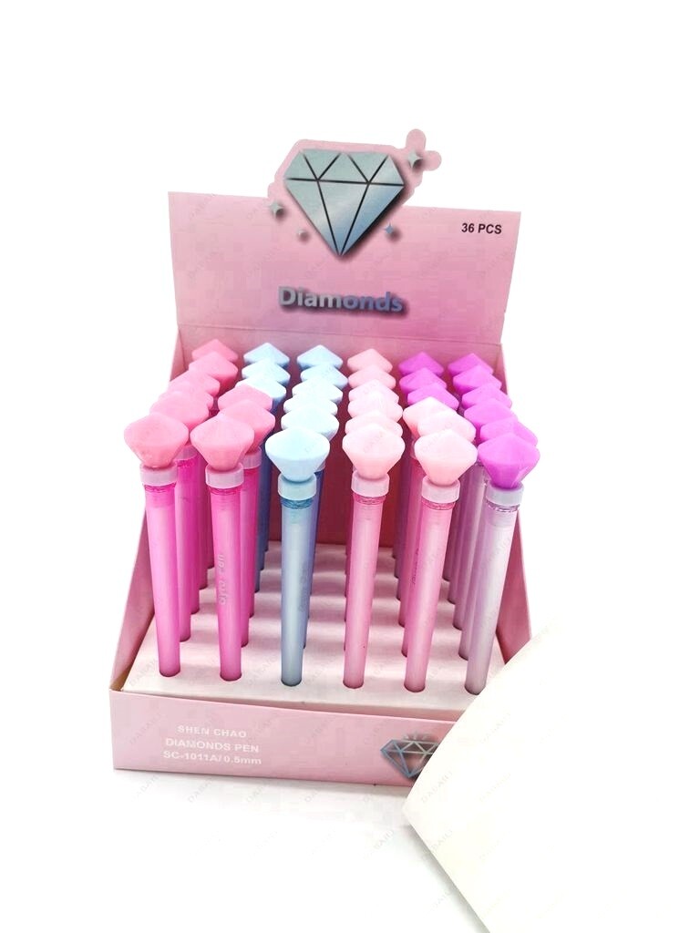 Set 36 Pezzi Penne Diamonds Diamanti Colorati Bambini Scuola bal