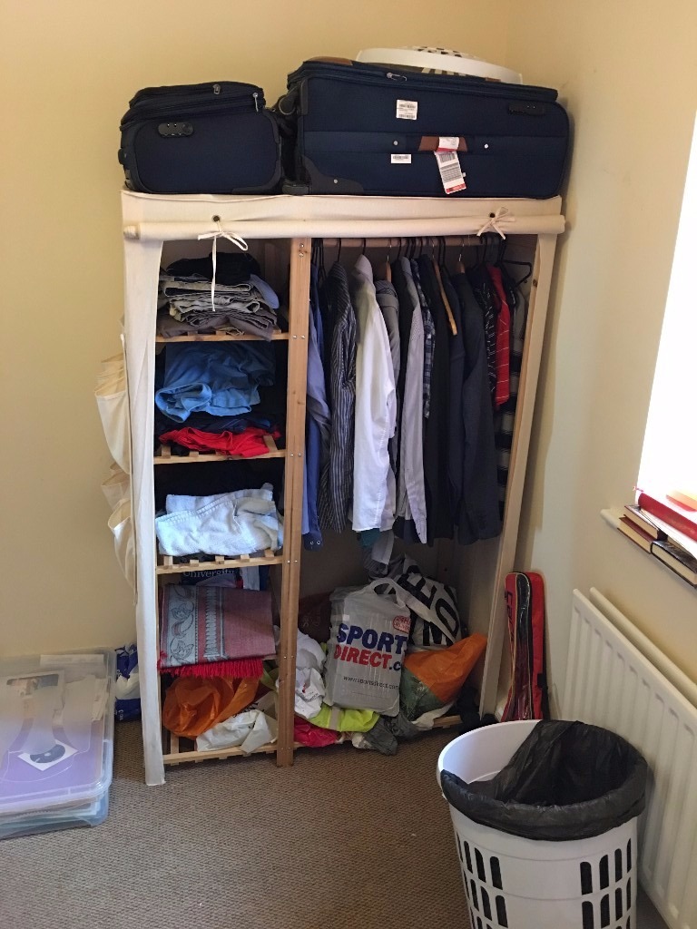 Ikea canvas wardrobe wooden frame and shelving | in Newcastle, Tyne and