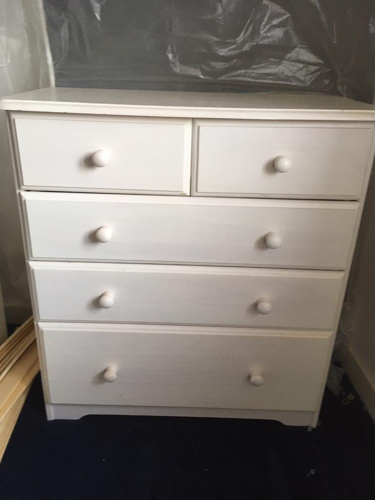 Solid Wood Chest of Drawers White Washed Paint in Backwell, Bristol