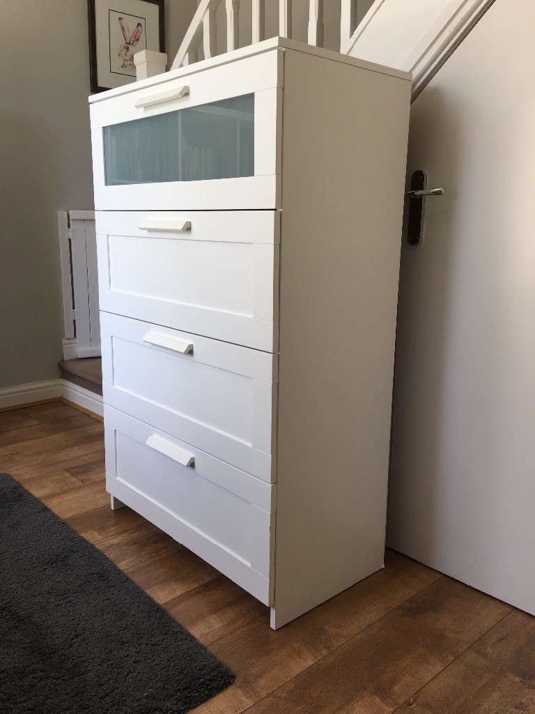Wardrobe And Chest Of 4 Drawers Brimnes White Frosted Ikea In