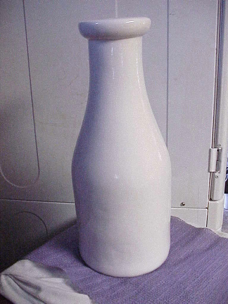 TALL CERAMIC MILK BOTTLE / JUG W/ DUCKS