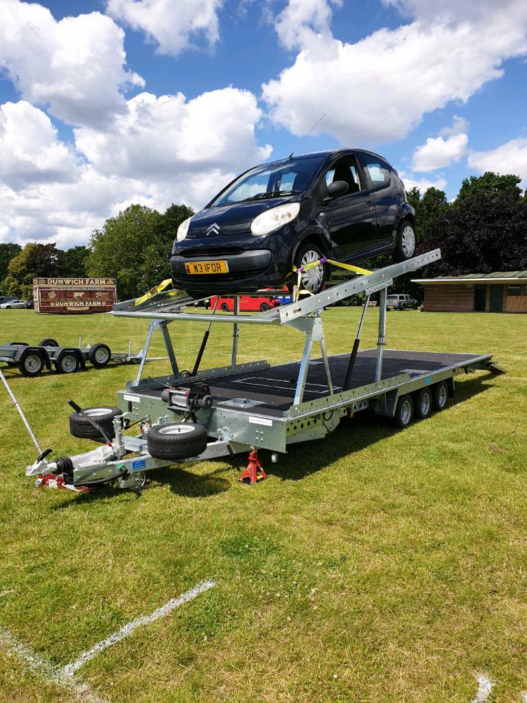 WOODFORD 2 CAR TRAILER TRANSPORTER RECOVERY DOUBLE DECKER RACE GRASS