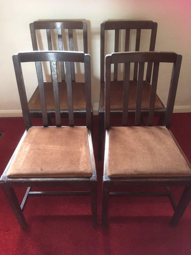 4 vintage solid wood dining chair (open to offers) in Widnes