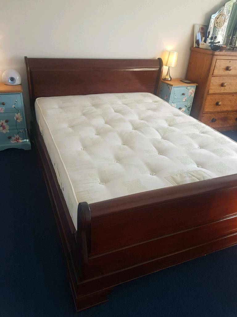 Kingsize Dark Wooden Sleigh Bed in ShorehambySea, West Sussex Gumtree