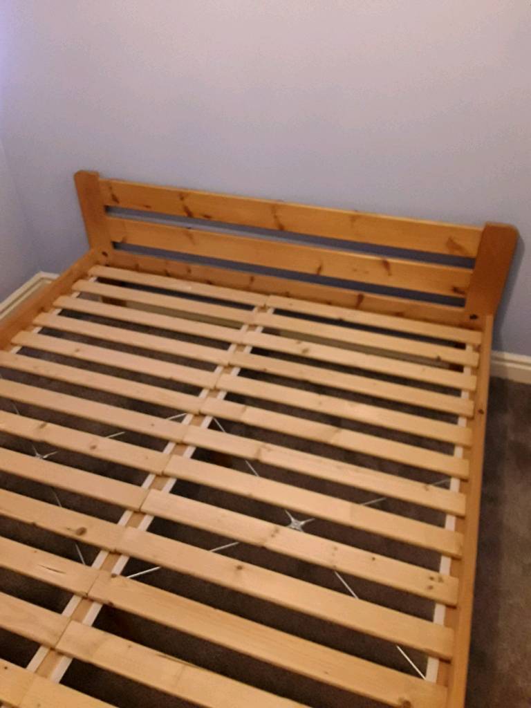 IKEA KING SIZE PINE SLAT BED WITH MATTRESS in Winsford, Cheshire