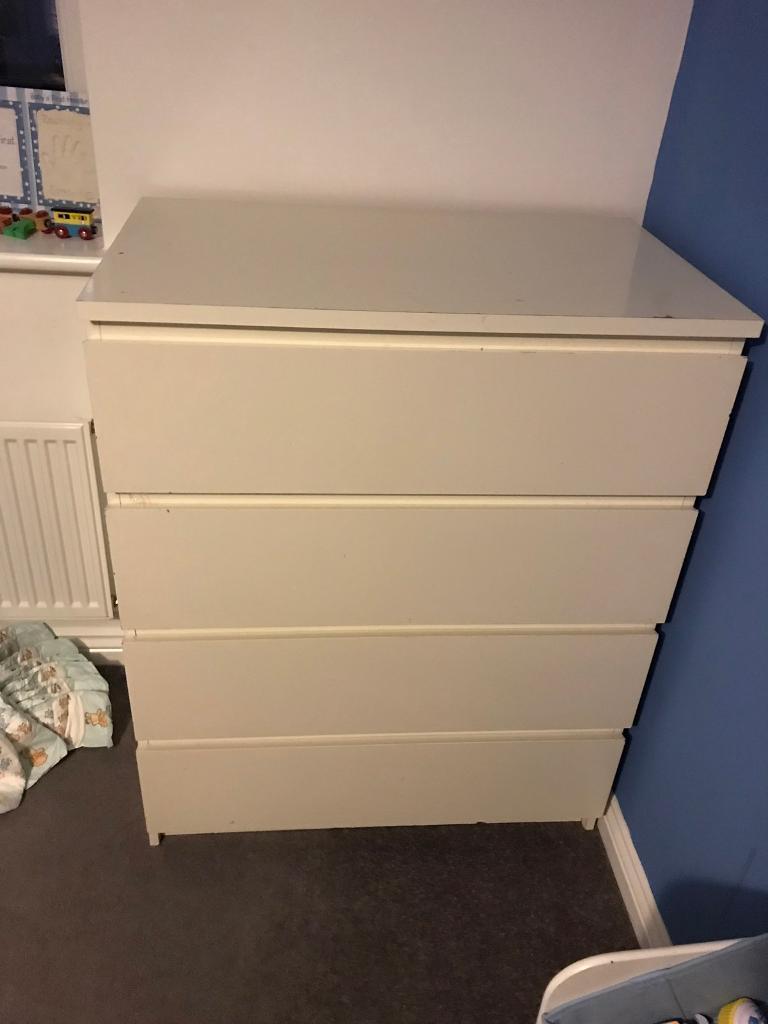 Ikea Malm Chest Of Drawers 4 Drawer Gloss White In Eaton Socon