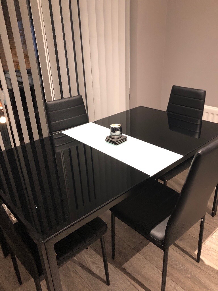 Black Glass Dining Table And 4 Chairs In Chatham Kent Gumtree