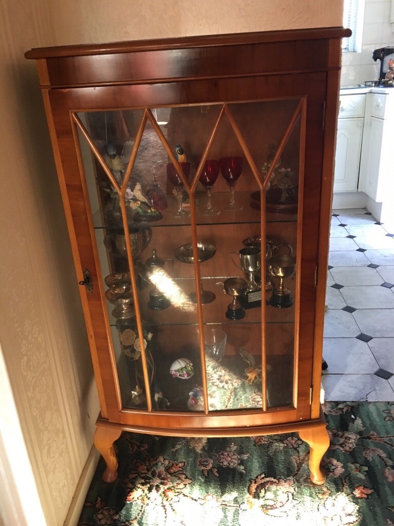 Yew Wood Glass Fronted Display Beautiful! in Worthing, West