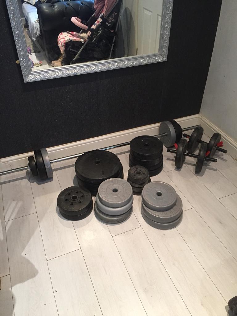 120kg plastic weights,dumbells ,barbell in Newcastle, Tyne and Wear Gumtree