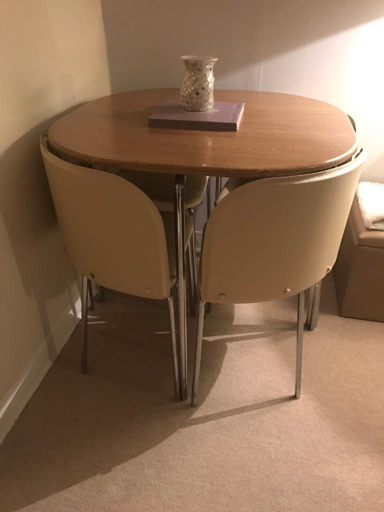 Argos dining table and chairs space saver cream oak in 