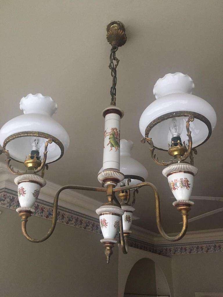 VINTAGE WHITE CERAMIC CHANDELIER in Kingston, London Gumtree
