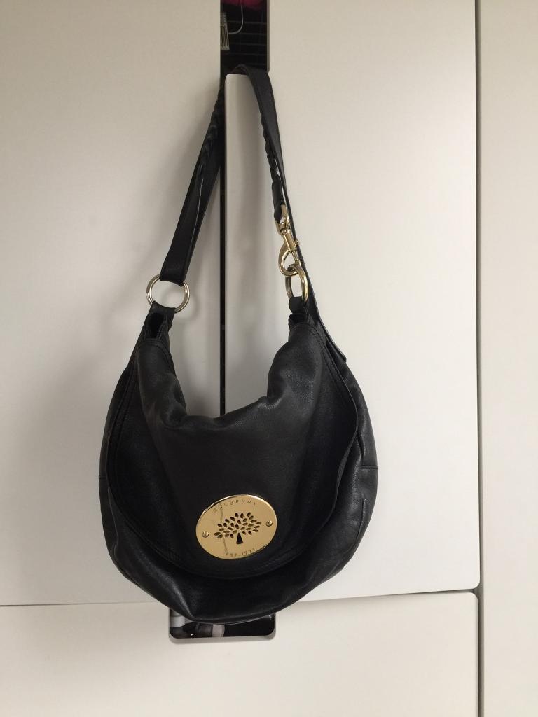 Mulberry logo Daria Satchel Black Real leather shoulder bag in