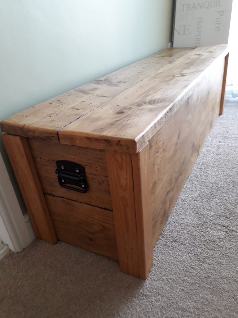 Rustic solid pine bench seat with storage in South Shields, Tyne and