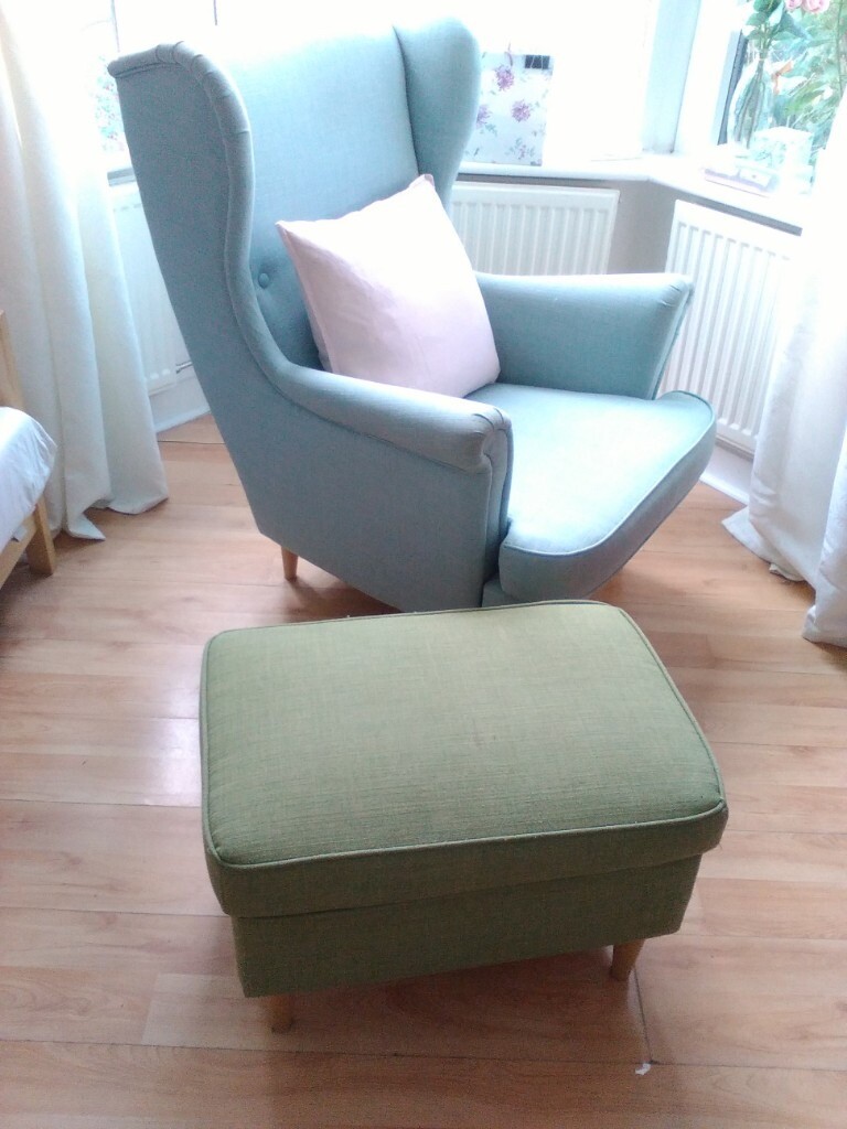 IKEA STRANDMON RETRO WING ARMCHAIR TURQUOISE BLUE GREEN in Croydon