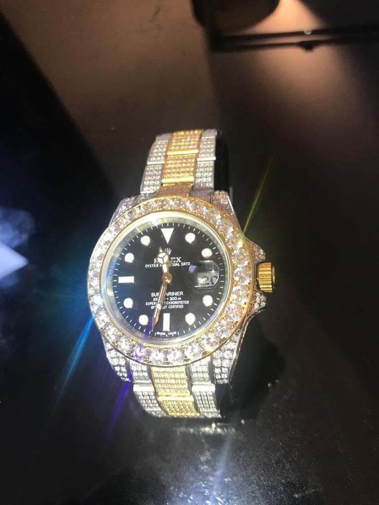 R0LEX Submariner Diamond Fully Iced Out Bust Down, Not AP Patek in