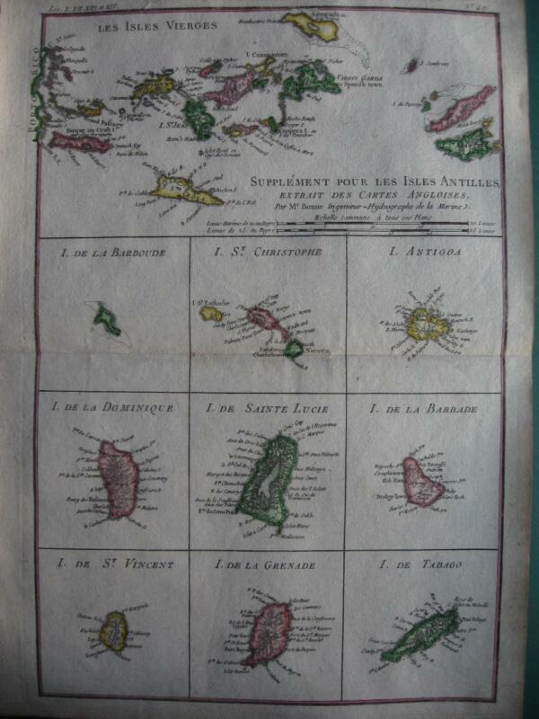 1780 -BONNE - Map  VIRGIN Is. and WEST INDIES Supplement pour les Isles Antilles
